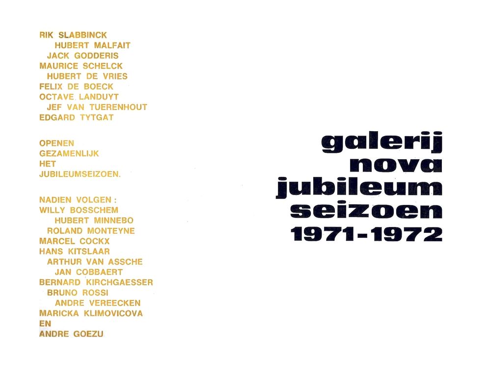 Galerij Nova Jubileum Seizoen 1971-1972, Programmaboek/Livre des programmes