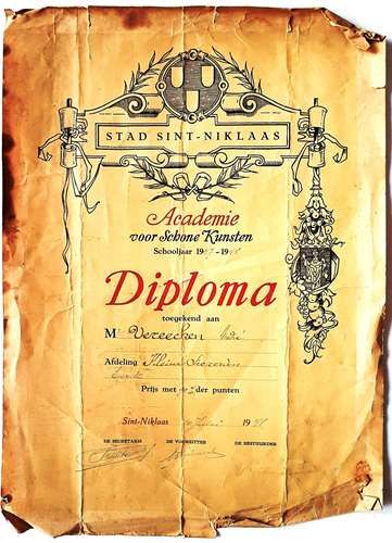 Diploma academie voor schone kunsten Sint-Niklaas 1948